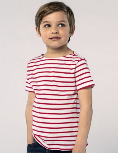 SOL-01400-Kids Round Neck Striped T-Shirt Miles